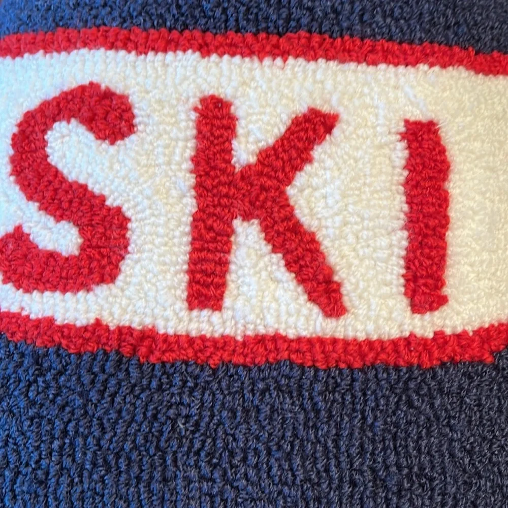Coastal Ski Accent Pillow - Red, Navy & White